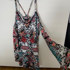 Colorful long sleeve Romper with open shoulders